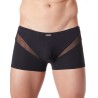 Boxer noir sexy avec fine résille en V - LM805-67BLK