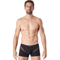 Boxer noir sexy avec fine résille en V - LM805-67BLK