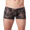 Boxer noir en fine dentelle avec légère transparence - LM706-67BLK