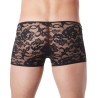 Boxer noir en fine dentelle avec légère transparence - LM706-67BLK