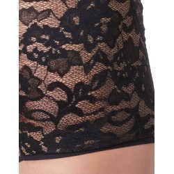 Boxer noir en fine dentelle avec légère transparence - LM706-67BLK