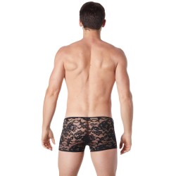 Boxer noir en fine dentelle avec légère transparence - LM706-67BLK